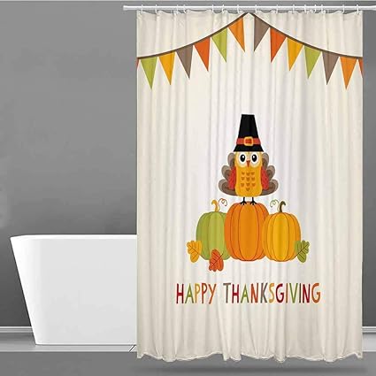 Vividx Shower Stall Curtains Turkey Little Bird Sitting On