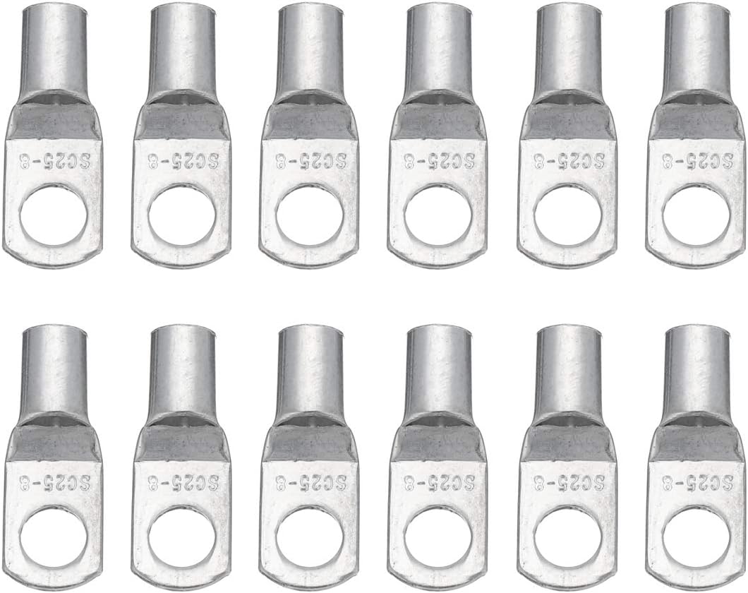 12 Pcs 3AWG Copper Cable Lugs 25-8mm 5/16 Electrical Terminal Block Wire Connectors