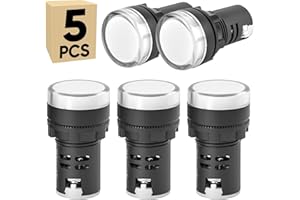 5-Pack LED Indicator Light 12V Energy Saving Mounting Hole Size 22mm (7/8 Inch) LED Pilot Signal Light Lamp Panel Indicator -