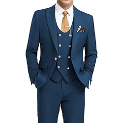 Aowdoy Men's Suits 3 Piece Slim Fit Tuxedo Suit One