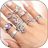 Rrdaily Vintage Rhinestone Knuckle Stacking Rings Set for Women Teen Girls Boho Gold Butterfly Snake Heart Rings Joint Finger Stackable Nail Ring Jewelry