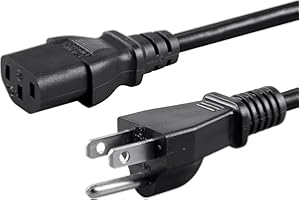 Foxtec Standard 5ft (1.5m) 10 Amps 250 Volts Black 3 Prong AC Power Cord Cable for Electronics, TV, Computer, Printer, Radio, Monitor, Samsung, Dell, Vizio, LG, Asus, Laptop and More