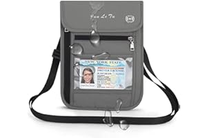 ROOSALANCE Passport Holder for Travel, RFID Passport Wallet with Visual Window Design, Multifunctional Document Organizer, Waterproof Travel Pouch Neck Wallet for Men and Women, Grey