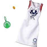 Barbie Clothes: Outfit Inspired by Olympic Games Tokyo 2020 Doll, Dress with Racquet-Shaped Purse and Watch, Gift for 3 to 8 Year Olds