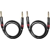 Rannsgeer 1/4 Inch TRS to 1/4 Inch TRS Patch Balanced Cable (6 Ft 2 Pack)