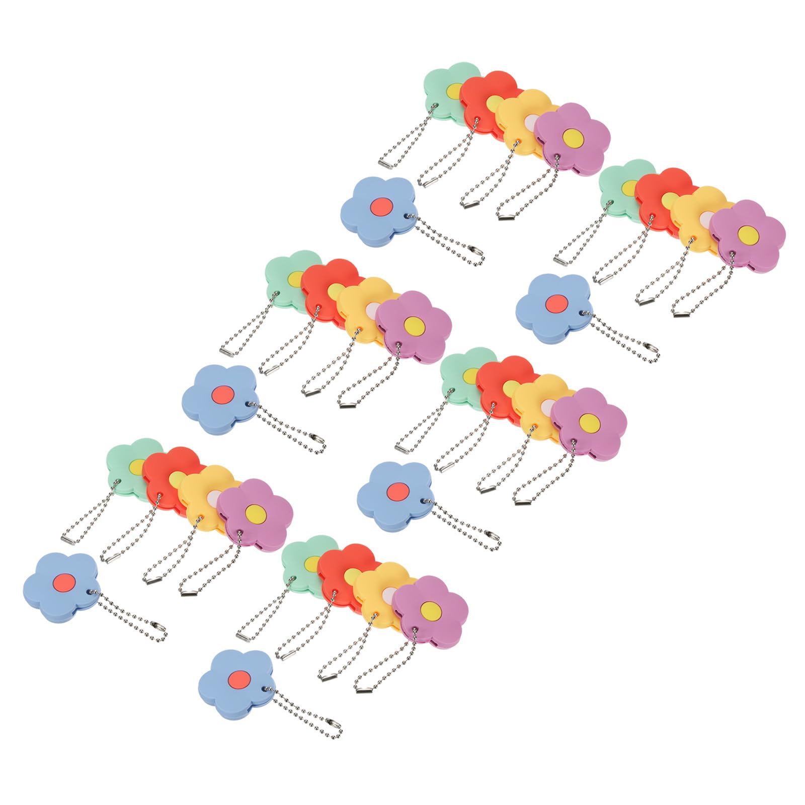 PATIKIL Key Caps Covers, 30 Pack Flower Keys Ring Coding Tags Identifiers PVC Case Shell Protector for Office House Apartment, 5 Assorted Colors