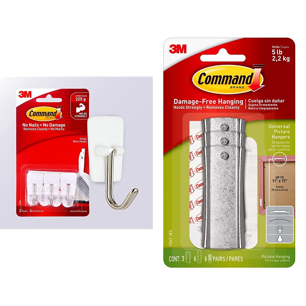 Buy Command Small Wire Hooks for Wall,3 Hooks and 4 Strips,Holds Strong