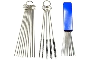 Skinmed NA Carburettor Cleaner Multi-Size Cleaning Wires Set Includes 13 Wire Torch Tip Cleaner Tool, 10 Cleaning Needles and 5 Nylon Brushes for Motorcycle ATV Moped Welder Carb-L8