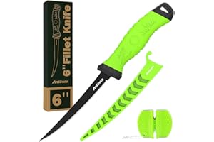 ANTOWIN 6 Inch Fishing Fillet Knife, Knives for Filleting Fish and Boning Meat, Sharp Stainless-Steel Non-Stick Coating Blade,with Stage Knife Sharpener