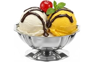 Vintage Stainless Steel Ice Cream Cup, 4.4oz/130ml Flower Shaped Dessert Bowl, Reusable Sundae Cup for Home, Restaurants, Par