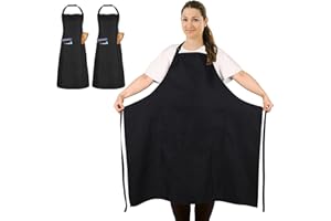FunChaos 2 Pack Plus Size Aprons, Large Kitchen Apron with 2 Pockets for Big Men and Women for Cooking, Cleaning, Gardening