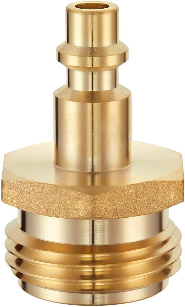 Litorange 2 PCS Lead-Free Brass Winterize Sprinkler Systems: Air Compressor 1/4" Quick Connect Plug To GHT 3/4" Garden Hose Faucet Blow Out Adapter Fitting For RV, Travel Trailer, Boat & Camper - - 