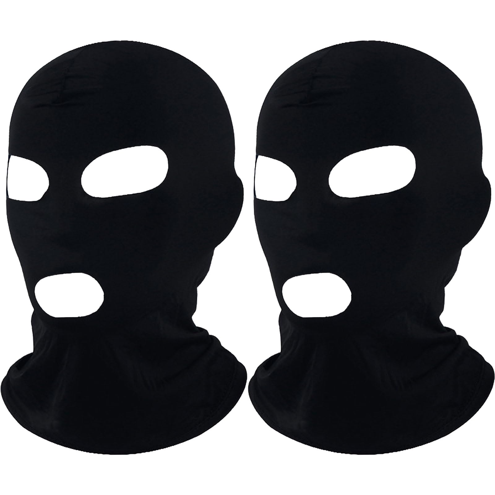 SSKHE 2PCS Full Cover Zentai Hood Mask,Open Eyes Open Mouth Mask,Breathable Elastic Black Cosplay Costume,Balaclava Men Black Thin Full Face Mask,3 Holes balaclava ski mask for Halloween Party Costume
