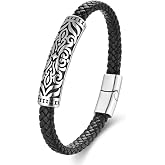 Silverso Italian Men's Leather Bracelet Jewelry Gift | Men's Accessory, Leather Band, Stainless Steel, Wrist Bracelet