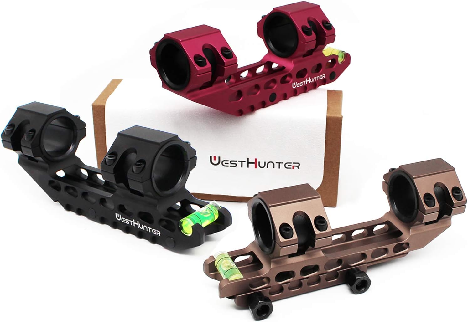 WestHunter Optics Offset Cantilever Picatinny Scope Mount, 1 in/30mm High Profile Precision One Piece Scope Dual Rings with Bubble Level, Red : Sports & Outdoors