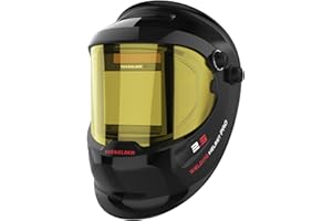 YESWELDER Auto Darkening Welding Helmet with SIDE VIEW, 180° Panoramic View, 1/1/1/1 True Color Solar Powered Welder Hood, Wide Shade 3/5-9/9-13 Welder Mask for TIG MIG ARC CUT and GRIND, LYG-Q800D