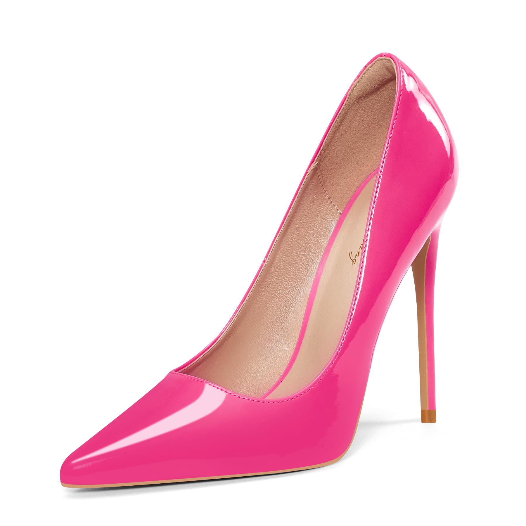 Elisabet Tang Zapatos de tacón para mujer, punta puntiaguda, tacón alto, 4,7 pulgadas/12 cm, zapatos de tacón de aguja para fiesta, color rosa fluorescente 10