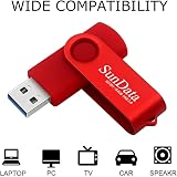 SunData 64GB USB 3.0 Flash Drive 3 Pack Metal Swivel Thumb Drive Black Blue Red view 5