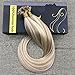 Pre Bonded 14inch Pre Bonded Human Hair Flat Tip Extensions Piano Color Ash Blonde #18 and Color 613 Blonde Highlight Color Real Human Hair Extensions 50 Strands Per Package