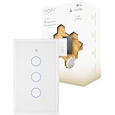 MOES Matter Smart Light Switch, 2.5D Glass Touch, Alexa &amp; Google, 3 Gang | Premium 2.5D Glass Panel, Matter WiFi, Apple Home, Alexa Google SmartThings, Touch Control, Timer Schedule, Neutral Wire 10A