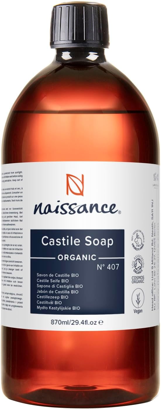 Naissance Organic Liquid Castile Soap 870ml Unscented Vegan Natural