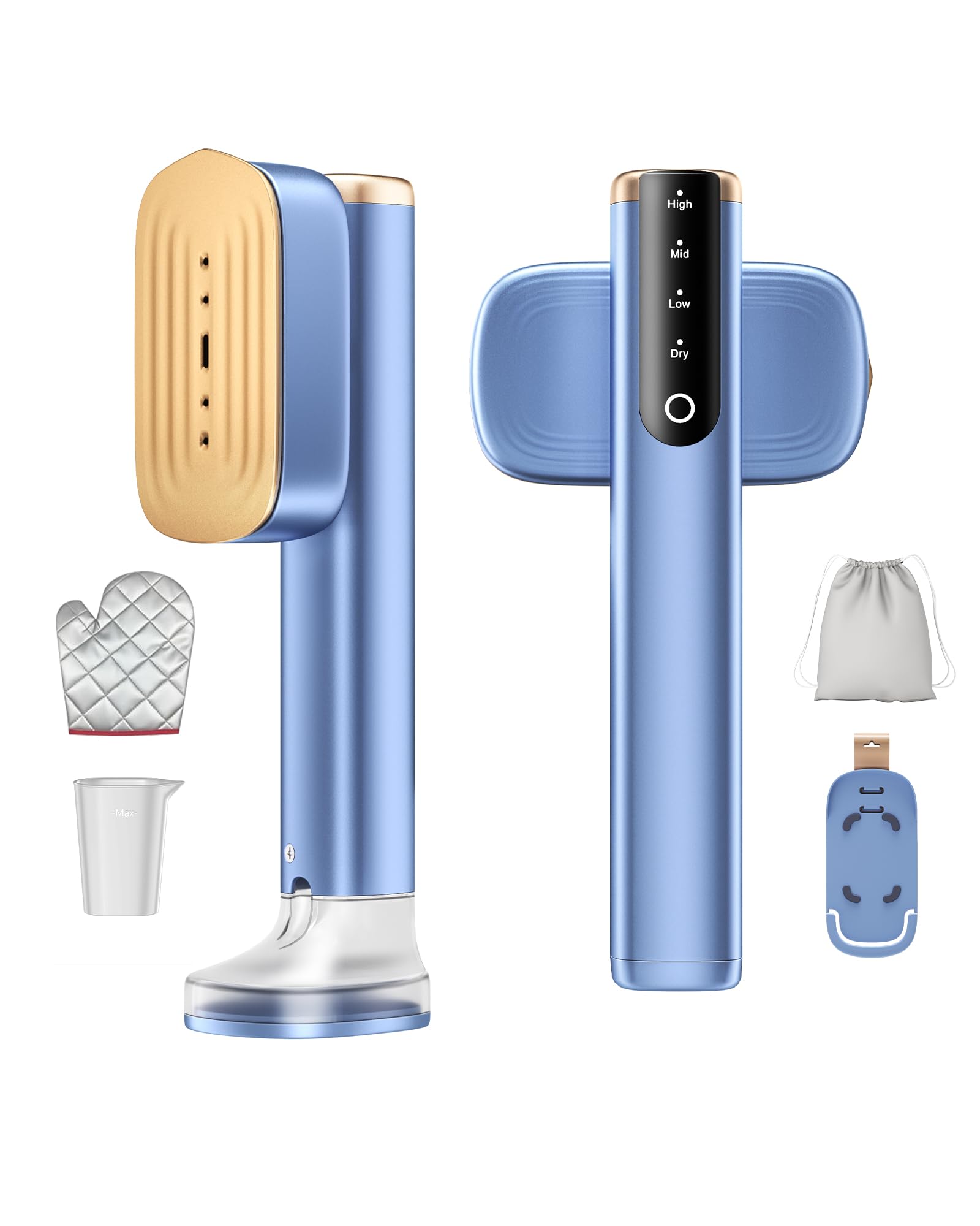 Photo 1 of MIYOKO 2-in-1 Garment Steamer for Clothes, 1200W Handheld Steam Iron with Two Water Tanks (3.38 &6.09 Oz.), 15s Fast Heating, 25G/Min High Speed Steams, 110-120V for Home &Travel Portable Use, Blue