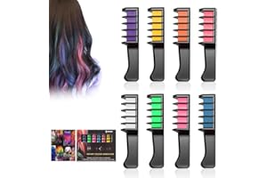 AIIONP 12 Colors Festive Fun Hair Chalk Combs, 2026 New Temporary Glitter Hair Colors Hair Chalk Combs, Washable Hair Color Dye for Birthday Christmas Hair DIY Party Gifts for Teenage Girls (8 Colors)