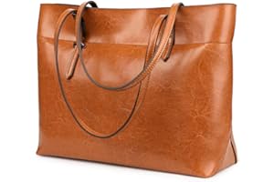 Kattee Vintage Genuine Leather Tote Shoulder Bag for Women Satchel Handbag with Top Handles