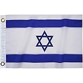 Homissor Israel Flag Embroidered Israeli National Flags 12x18 Inch Sewn Stripes Heavy Duty Outdoor with Brass Grommets