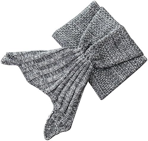 AISHN Knitted Mermaid Tail Blanket,Soft Crochet Blanket,Cute and Cozy Sleeping Bags for Sofa,Bed linens,Camping,Business Trip and Travelling Gift choice for Adults,Kids (Adult, Gray)