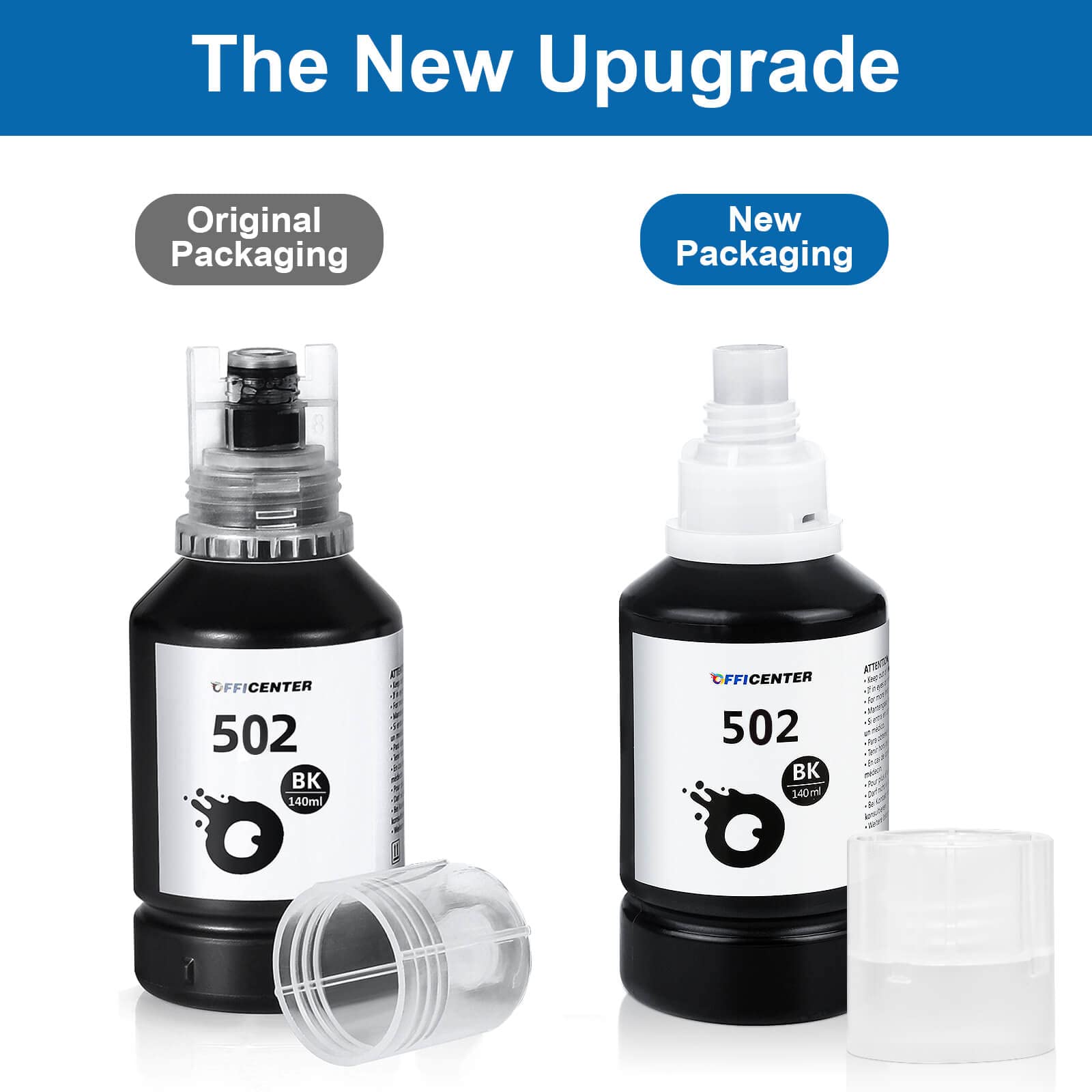 T502 502 Ink Refill Bottles for Ecotank ET2760 ET-4760 ET2750 ET-3760 ET-2850 ET-15000 ST-4000 ST-2000 ET-3710 ET-3850 ET-3750 ET-4850 ET-3830 ET4750 ET2700 ST3000 ET3700 Printer(2BK C M Y)