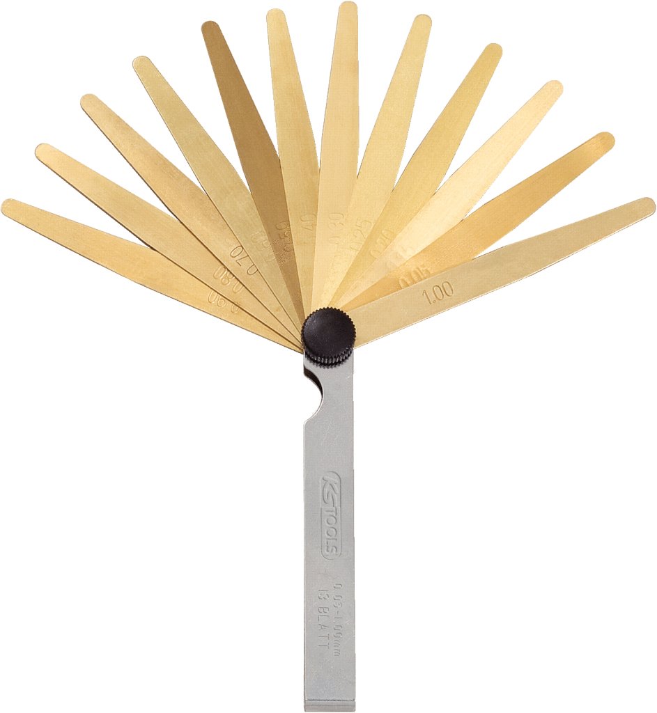 KS Tools 300.0611 Antimagnetic brass feeler gauge, 8 blades