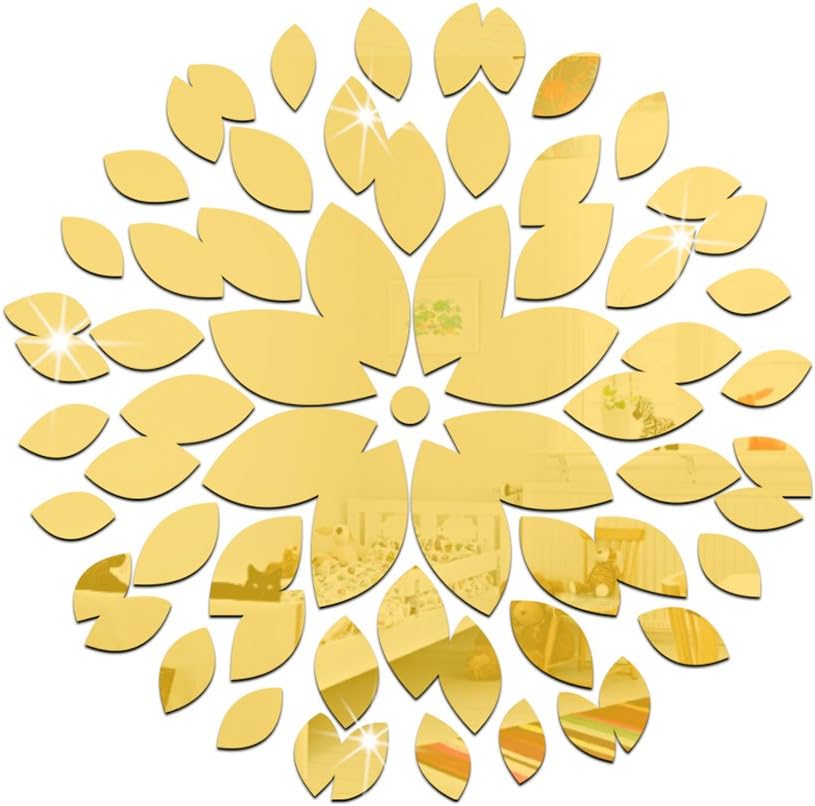 JFKFD 3D Crystal Stereo Rounded Petals Mirror Wall Stickes Removable DIY Mirror Decal Home Decor