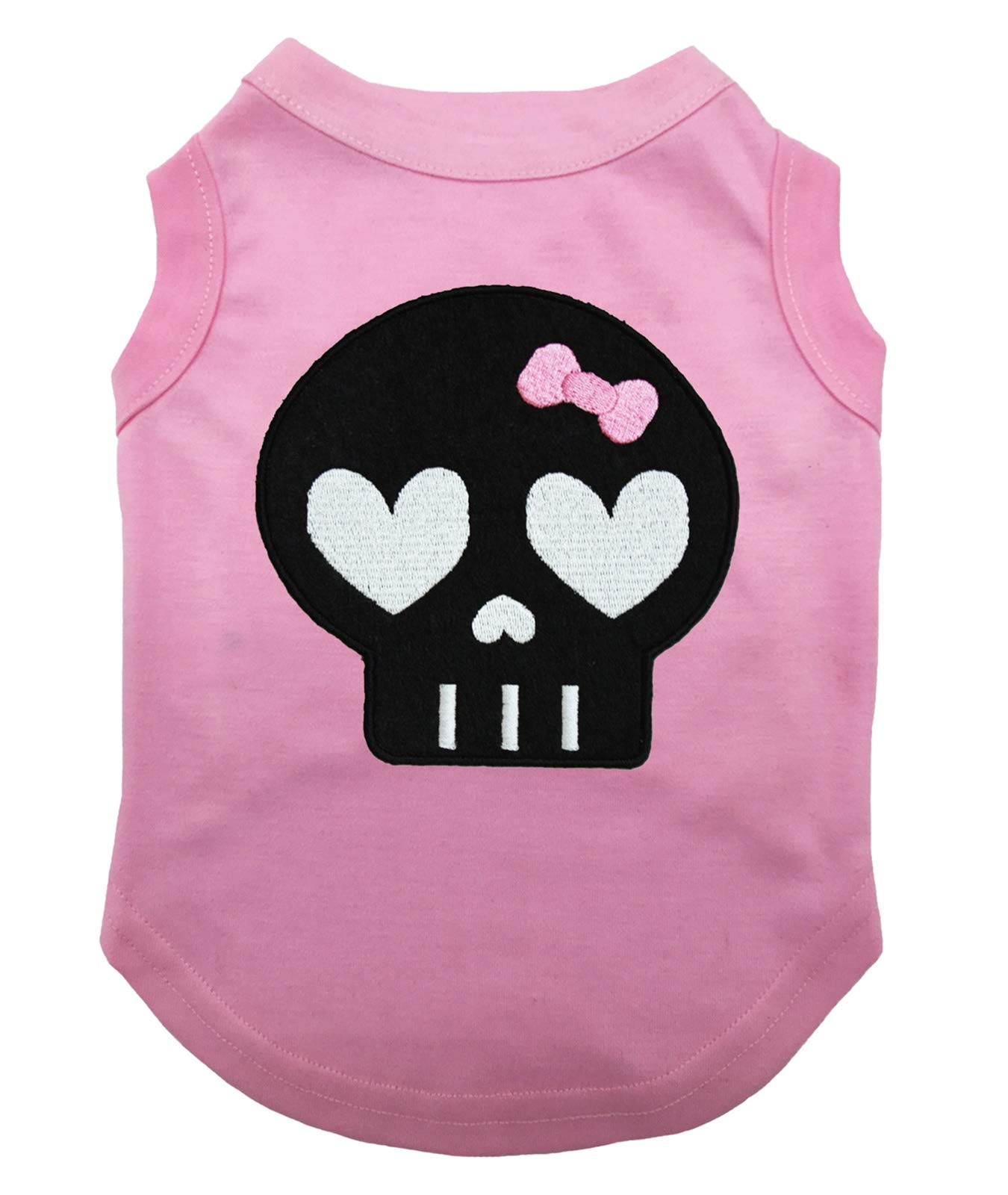 Petitebelle Black Skull Face Puppy Dog Shirt (Pink, Small) — image 1