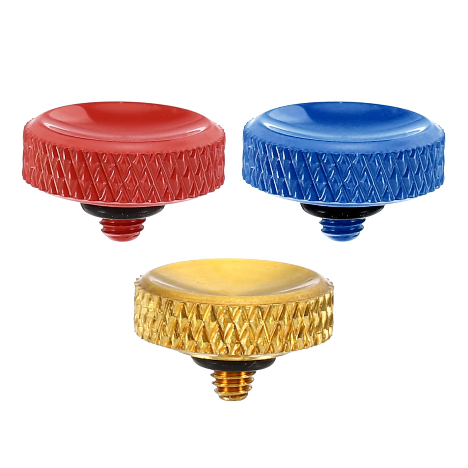 PATIKIL Camera Shutter Button, 3 Pack Soft Shutter Release Button Pure Copper Camera Button Carved Suitable for Nikon for Fujifilm for Leica DSLR/SLR Camera, Red Golden Blue