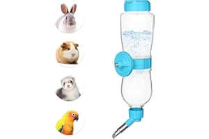 VANNON 17oz Small Animal Water Dispenser for Crate, Parrots Water Bottle for Cage, Chewproof Pet Water Bottle for Rabbits, Guinea Pigs, Ferrets, Chinchillas and Other Small Rodents, Top Fill, Blue