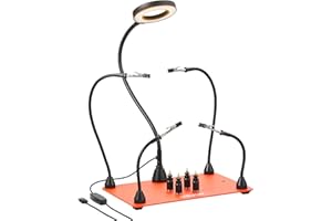 VEVOR Magnetic Helping Hands Soldering Station, 4 Flexible Arms Third Hand Soldering Tool, with 3X LED Magnifying Lamp, 4 PCB