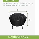 AWNIC Fire Pit Cover Round 76cm Waterproof 420D Polyester with Hook Fasteners view 2