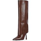 Modatope Fold Over Knee High Boots Women Pointed Toe Stiletto Heel Tall Boots Side Zipper Womens Dressy Boot