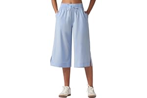 Willit Women's Wide Leg Capris Pants Lightweight Travel Pants Quick Dry Summer Walking Athletic UPF50+ Pockets