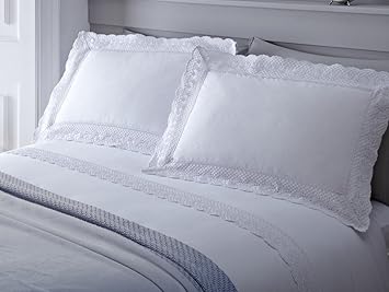 Super-King-Size Vintage weiß Spitze verziert Bettbezug Set