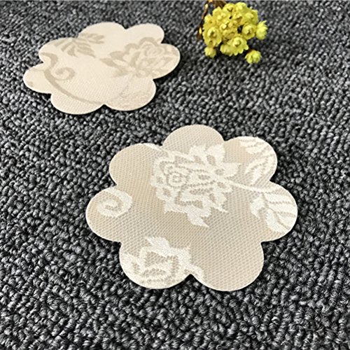 FENICAL 10 Pairs Disposable Adhesive Breast Pasties Diverse-Design Nipple Stickers Cover Invisible Breast Concealer Pad for Women (Random Types)