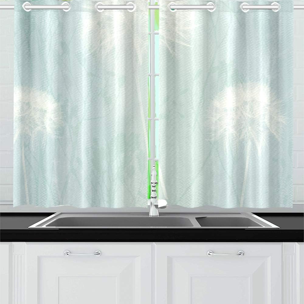 ENEVOTX Arthouse Dandelion Haze Duck Egg Floral Kitchen Curtains Window Curtain Tiers for Café, Bath, Laundry, Living Room Bedroom 26 X 39 Inch 2 Pieces
