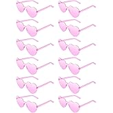 MveLwodx 12Pairs Pink Heart Sunglasses Bulk for Women Cute Colorful Heart Glasses Pink Sunglasses for Women Valentine's Day