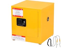 Hasopy Safety Storage Cabinet for Flammable Liquids, 17x17x18 inch Fireproof Safety Cabinet Yellow, Explosion Proof Cabinet for Commercial Industrial and Home Use