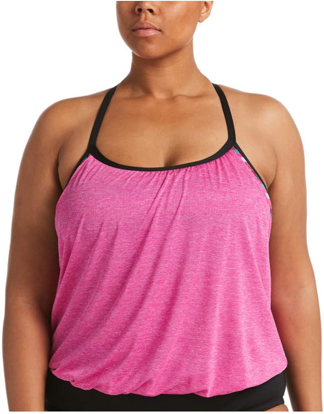 women's nike textured stripe layered tankini top