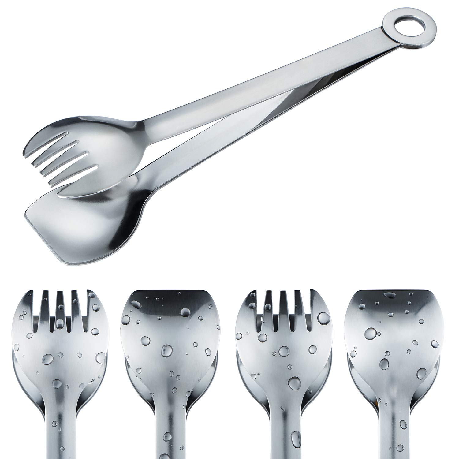 MSY BIGSUNNY Premium Small Serving Tongs - 6 Inches Stainless Steel Appetizer Tongs, Set of 4