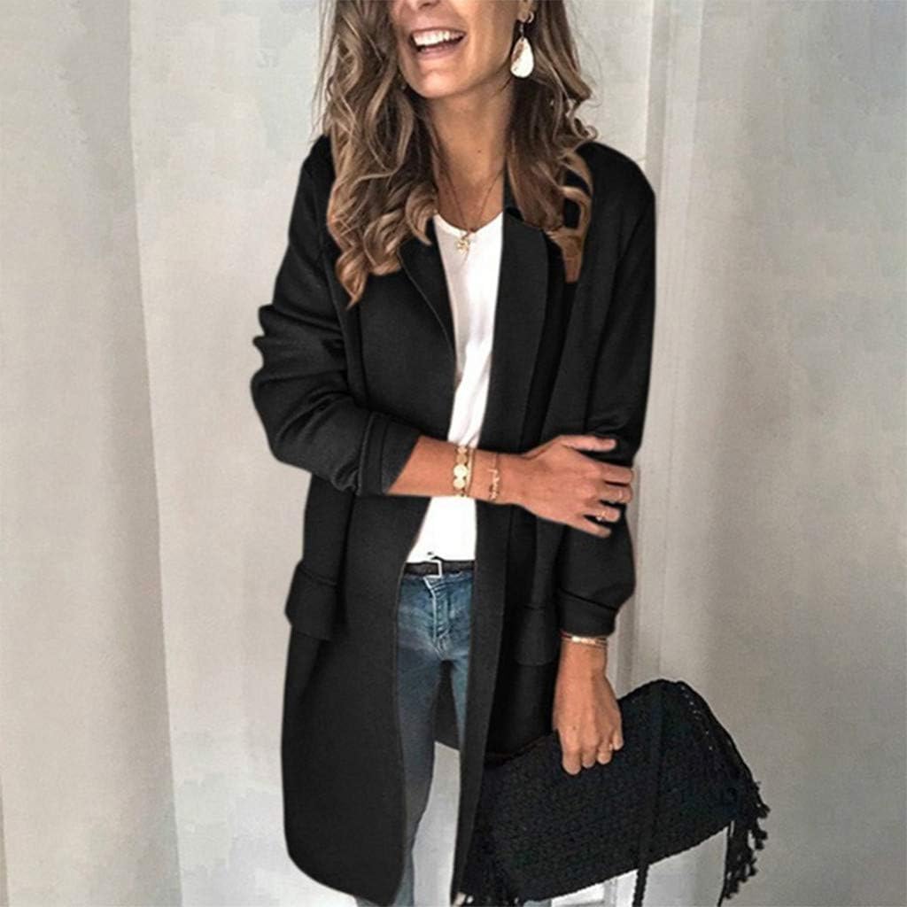 WUAI-Women Plus Size Blazers Long Open Front Work Office Stretchy Suit Jackets Cardigans Coats at  Women’s Clothing store