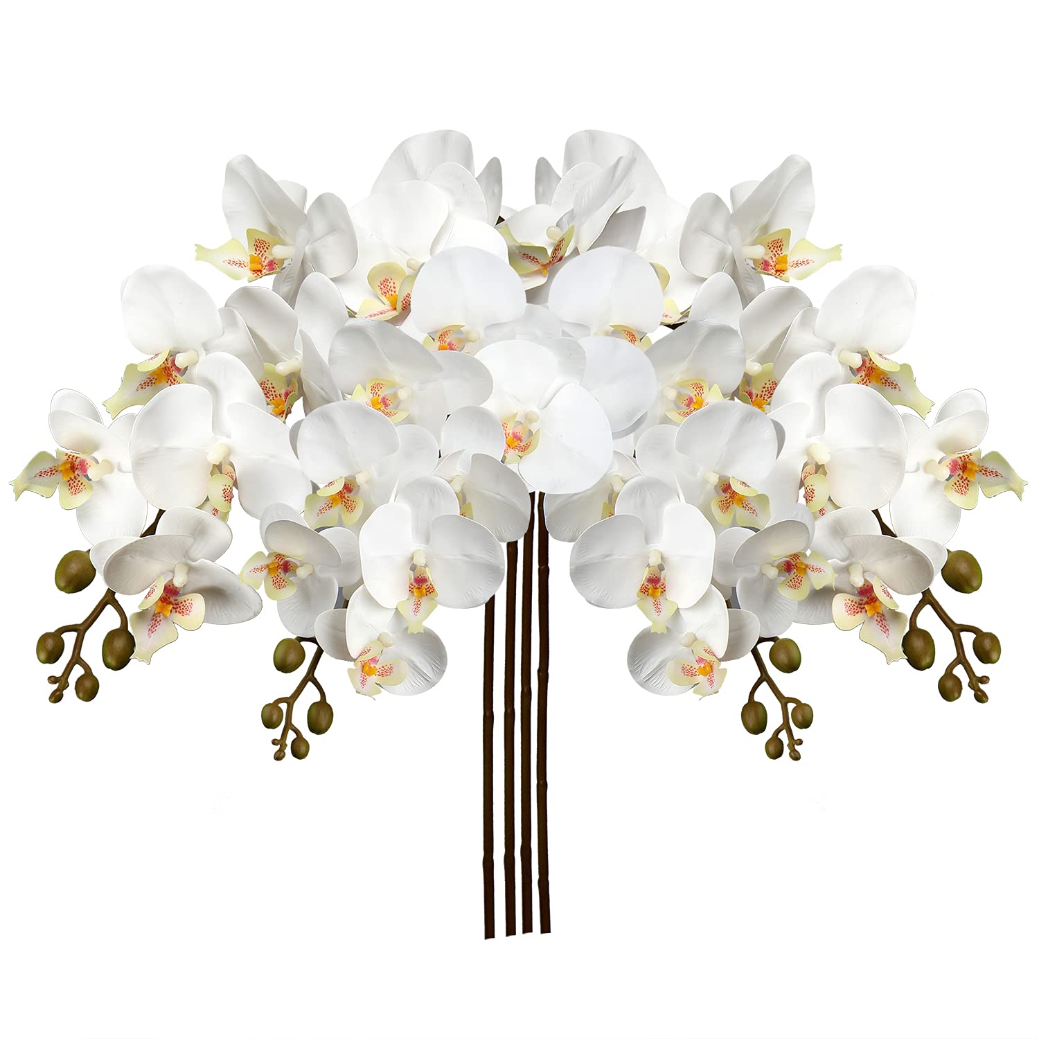 Photo 1 of (missing 2) DILATATA 4 Pcs Artificial Orchid Stems with 9 Large Flowers Real Touch Phalaenopsis Orchids Flowers Fake Flower Branches