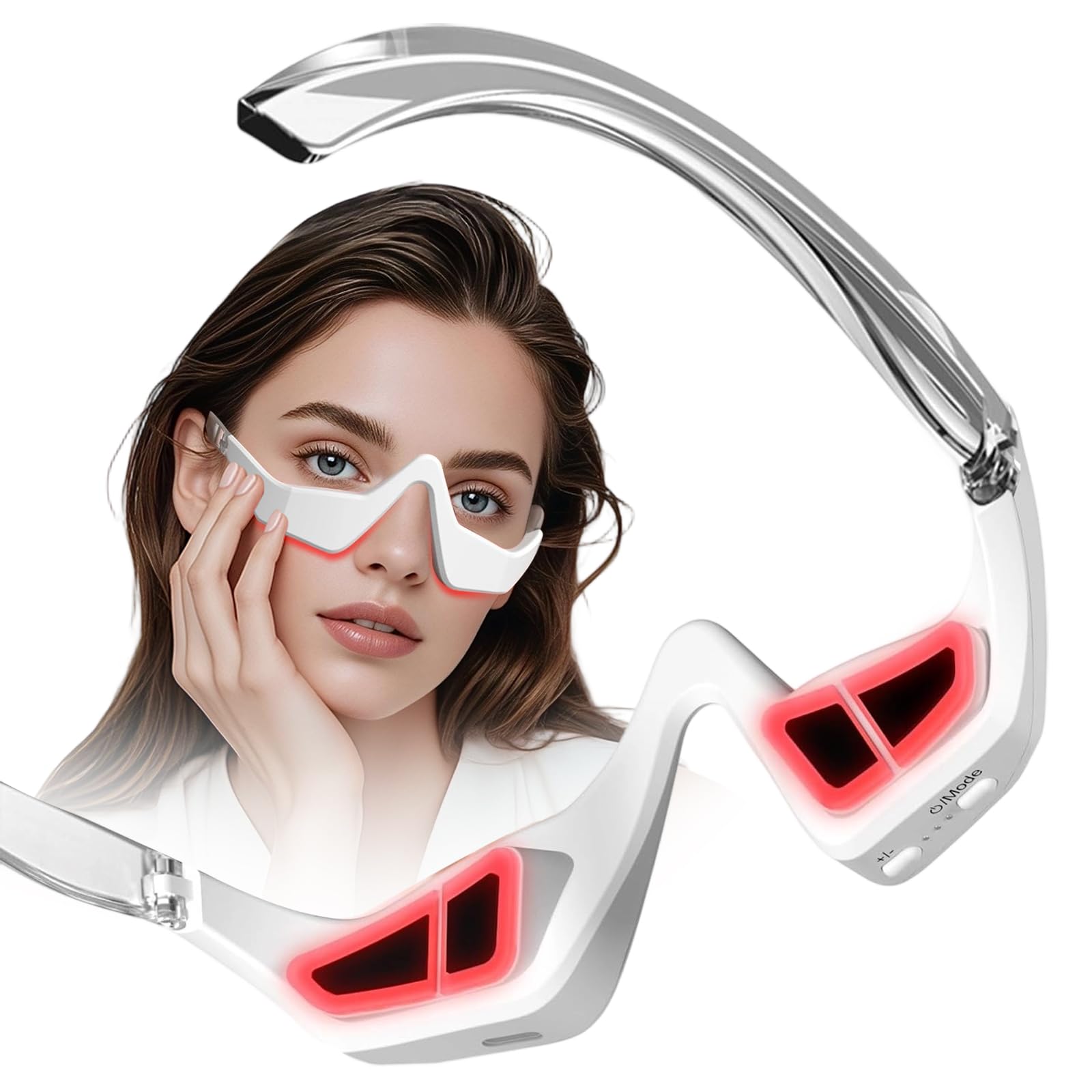 Photo 1 of Under Eye Red Light Therapy, 4 Modes Red Light Under Eye Therapy Glasses Microcurrent Eye Massager, Red Light Therapy for Eyes Bags Dark Circles Puffiness Wrinkles Fine Lines, Relieving Eye Fatigue